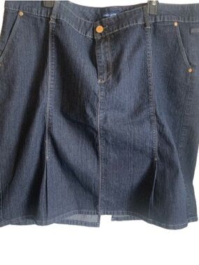 Avenue Jeans Plus Size 24 Denim Skirt Dark Wash Stretch